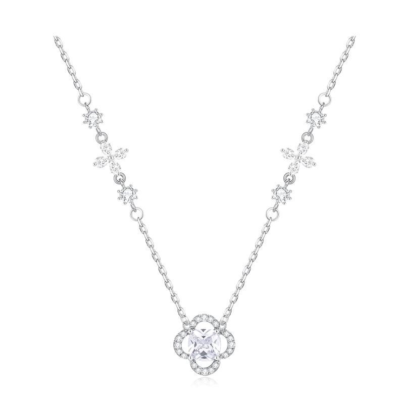 Barbie crystal necklace Shining Star Ring Lucky Four-leaf Clover Pendant Exquisite and Sweet Exploding Super Flash four leaf clover F коричневый