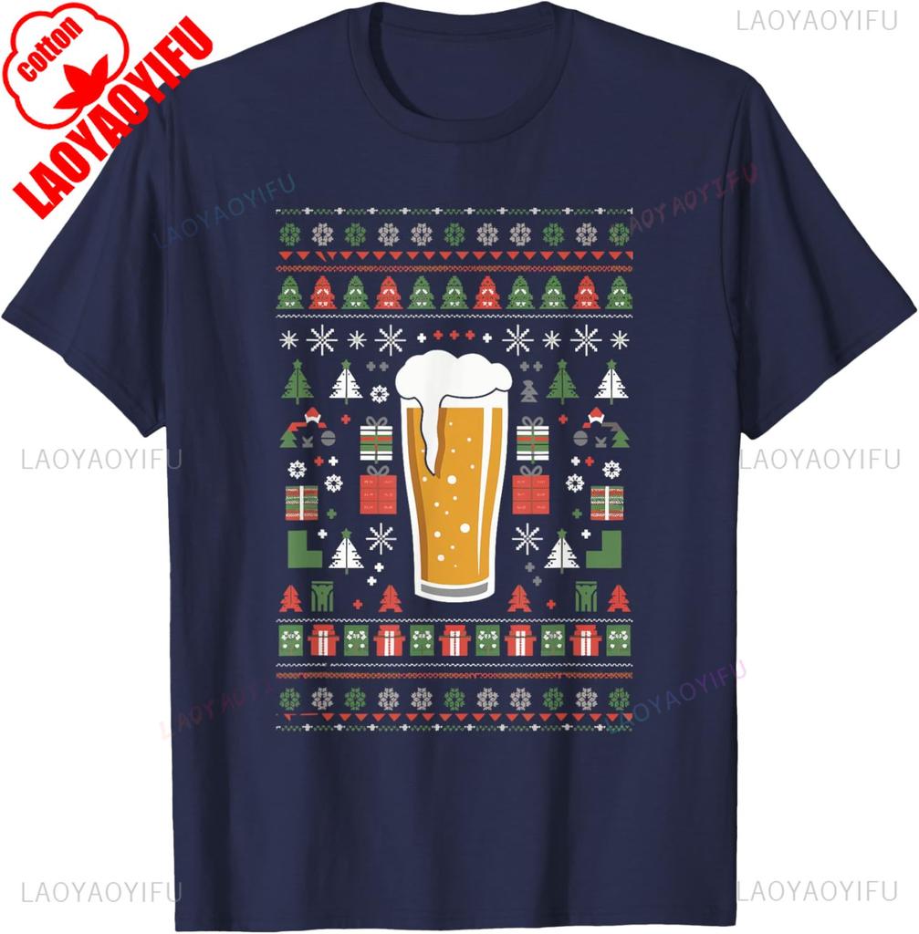 Beer Ugly Christmas TShirt Regular Short Sleeve Printed Tops Street Fashion Hipster Trending Comfortable Leisure Hot Sale Gift