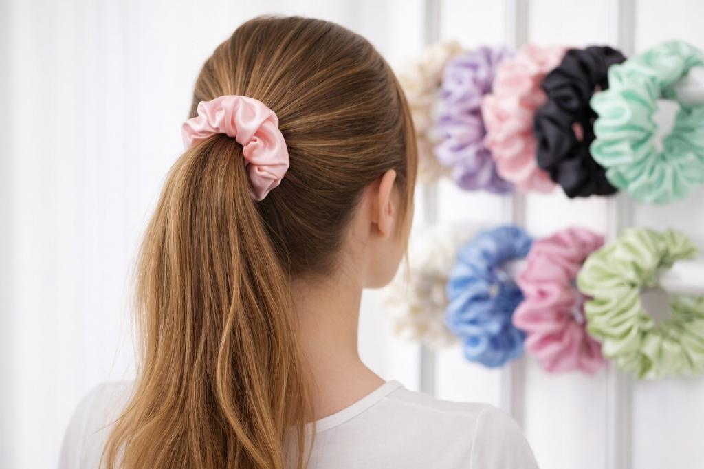 Jedwabna gumka do włosów scrunchie mulberry 6A różowa M średnia premium