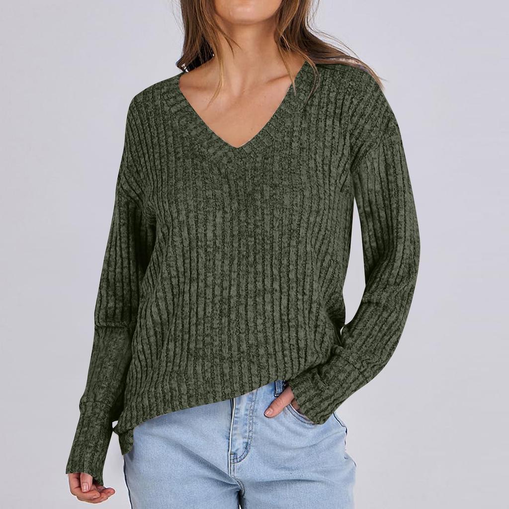 Dámské svetry s výstřihem do V, košile s dlouhým rukávem, volný střih, ležérní, podzimní móda, lehké pulovry, tunikové topy