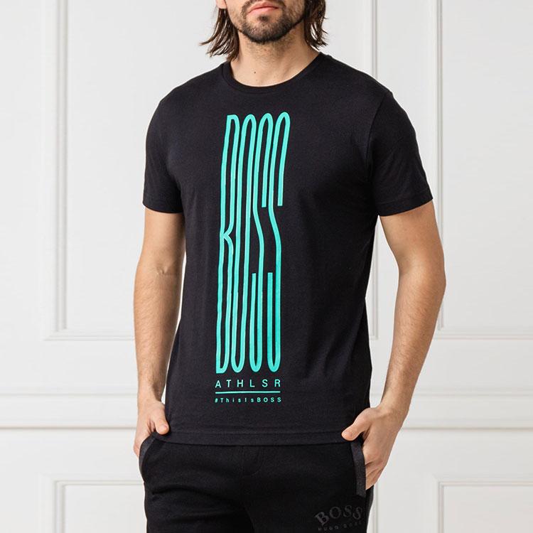 HUGO BOSS T-Shirts Men's Black Crew Neck Moderate Straight Fit 50410483-001