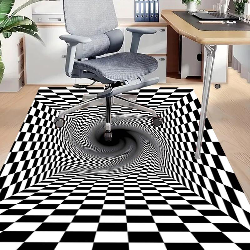 1PC Checkerboard Tunnel Extra Large Non Slip Floor carpet, Office, family, bedroom, Studio Large Area Rug Indoor Rugs, Vibrant Colors