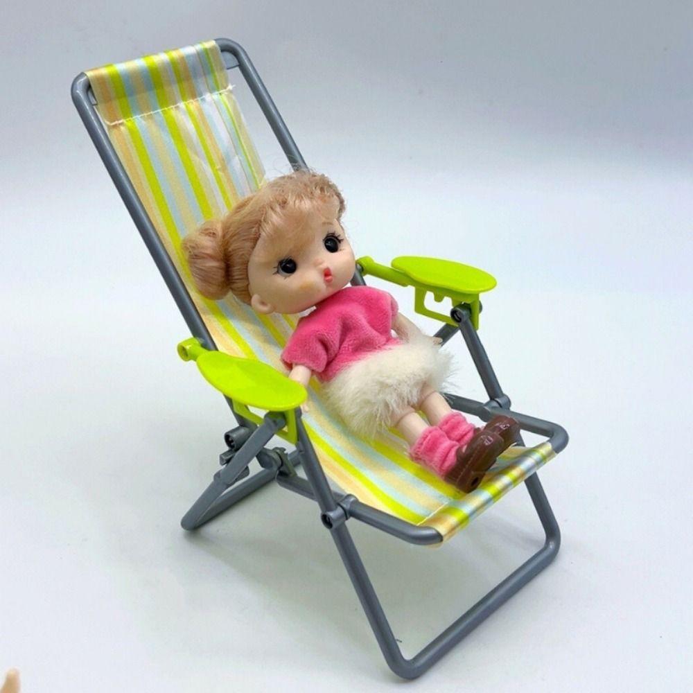 Mini Foldable Beach Chair Model 4 Colors Casual Reclining Chair  Outdoor Dollhouse