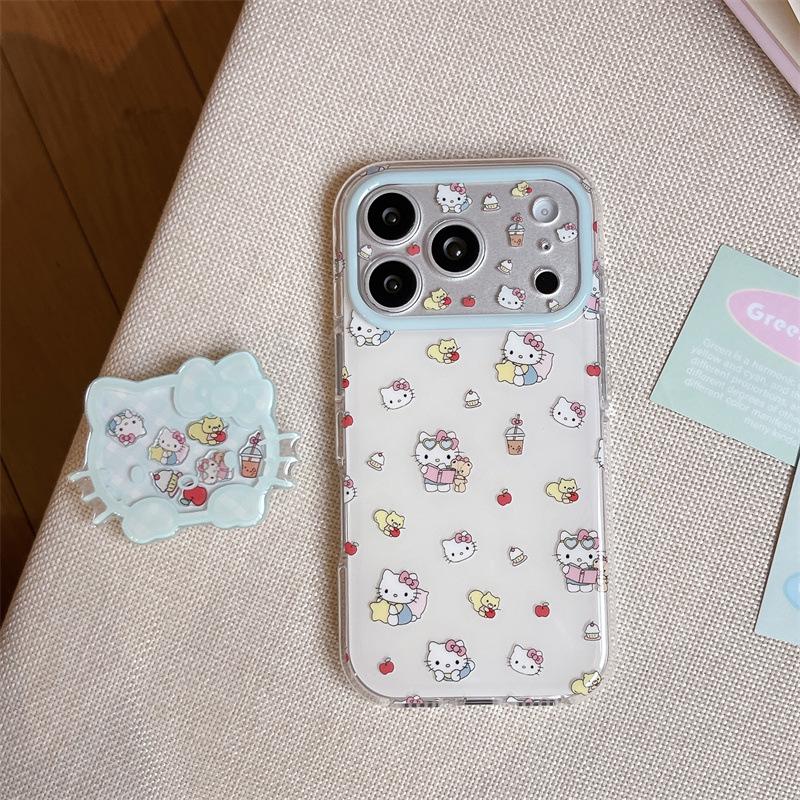 

Cartoon Cat Red Apple iPhone 17/16 Pro Max/15 Pro Girly Heart Phone Case 16 Pro Max