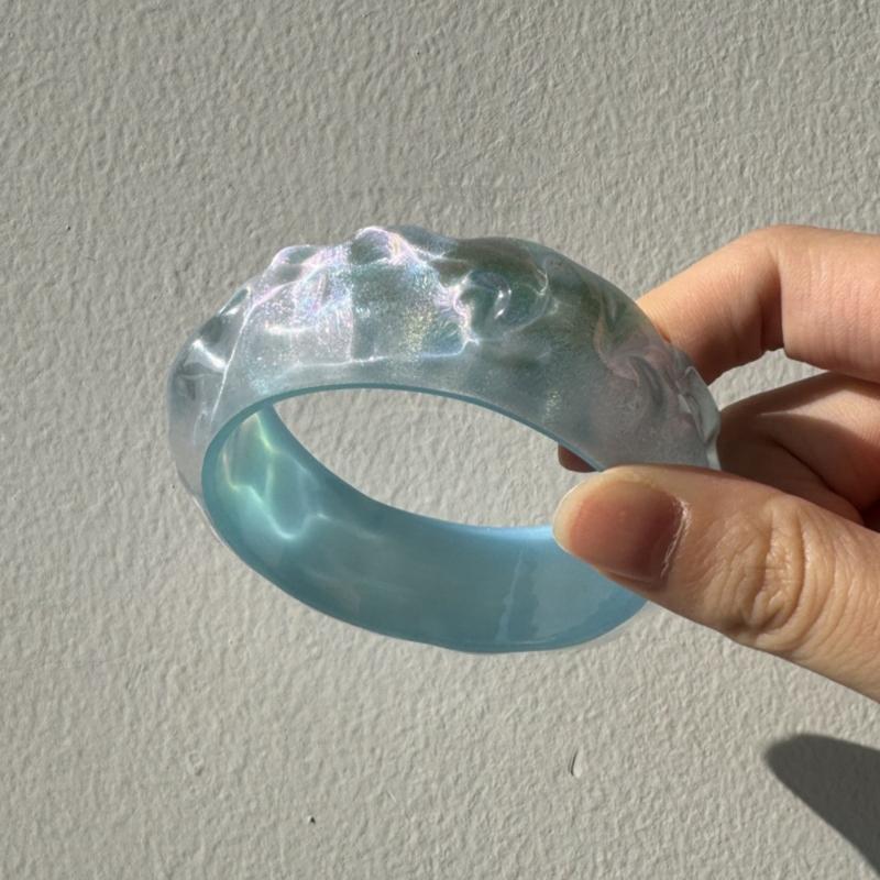 Resin Bangle Bracelets Wide Round Bangle Sparkling Jewelry Artistic Fashion Accessory Suitable for Fashion Women Present