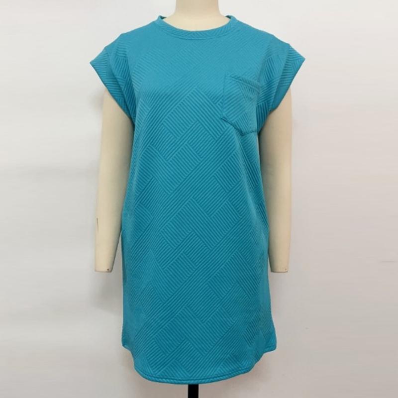 Summer Round Neck Pocket Short Sleeve Dress Women Elegant Loose A Line Pink Short Dress Woman Solid Vintage Casual Party Dresses 24496