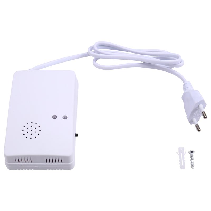 ABKN-Gas Leak Detector Combustible Propane Butane Methane Leak Warning Combustible Gas Alarm Sensor For Home Security EU Plug