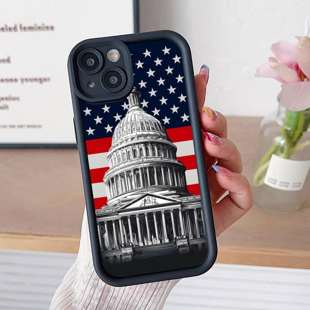 USA America Flag Thicken TPU Mobile Phone Case for iPhone 17 16 15 14 13 12 11 Air Pro Max Plus Colorful Cover