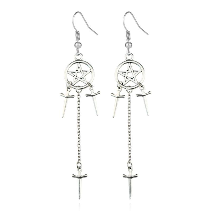 

Women s Drop Dangle Earring Five-pointed Star Pendant Sacred Black Sword Gothic Jewelry Earring for Women Teens Girls 1