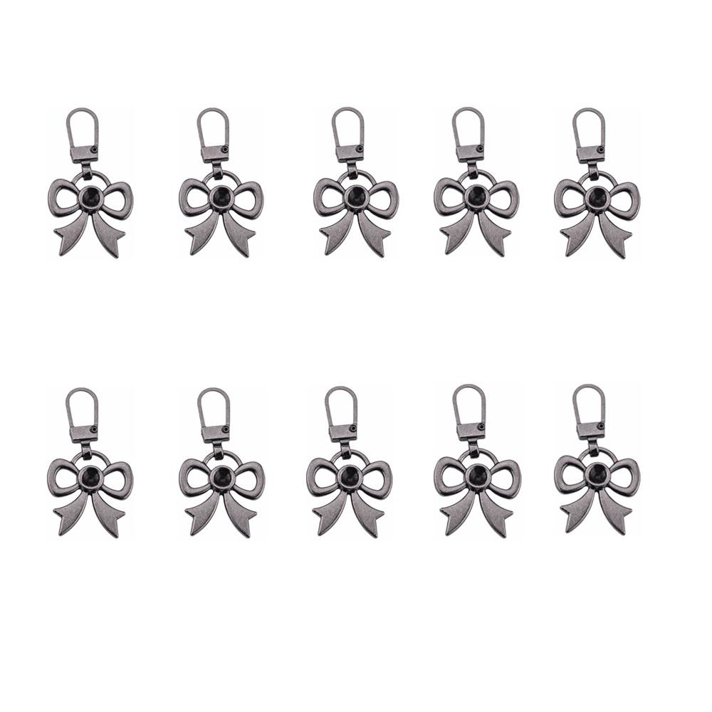 10pcs Detachable Metal Zipper Butterfly Bow Zipper Slide Replacement  Replacement Kits серый