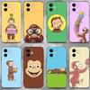 Neugierige George Affe Handyhülle Für iPhone 16,15,14,13,12,11 Plus,Pro Max,XS,X,XR,SE,Mini,8,7,Weiche Silikon Schwarze Hülle
