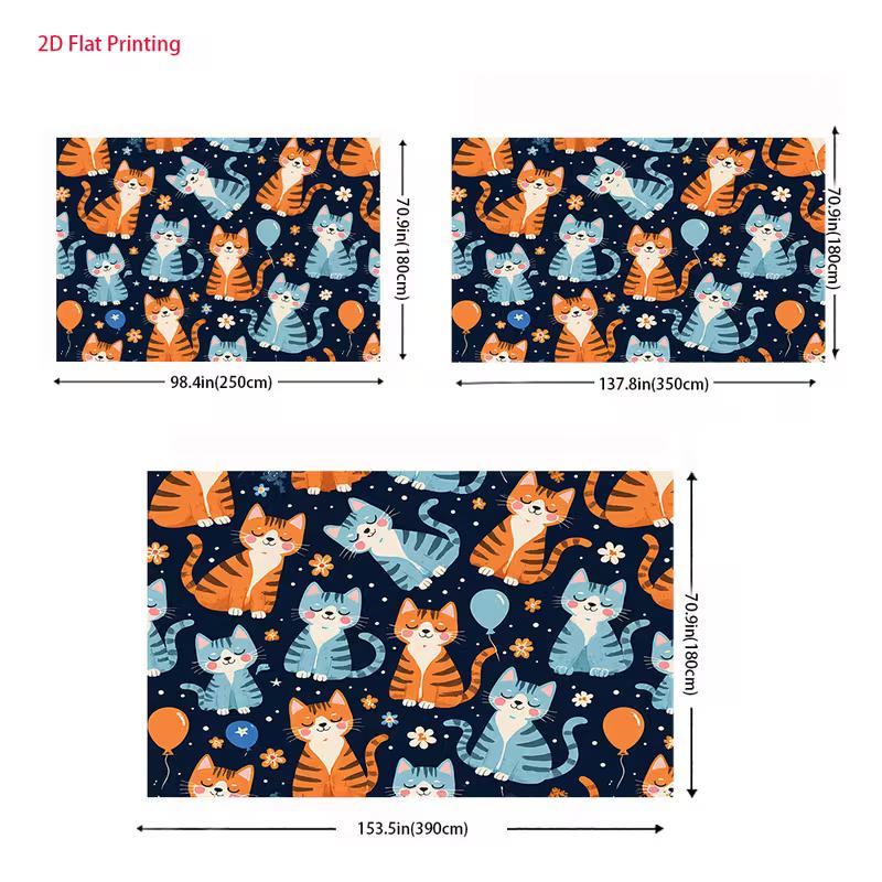 2D Cheerful Cat Tapestry, Cute Kittens for Kids Room Decor