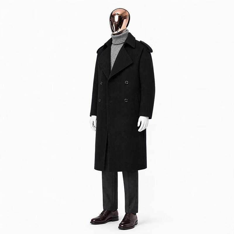 Romon Men's Mid-length Double-breasted Trench Coat
