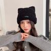 Knitted Bear Ear Hat Cartoon Plush Beanie Cap Winter Ear Protection Skull cap  Women