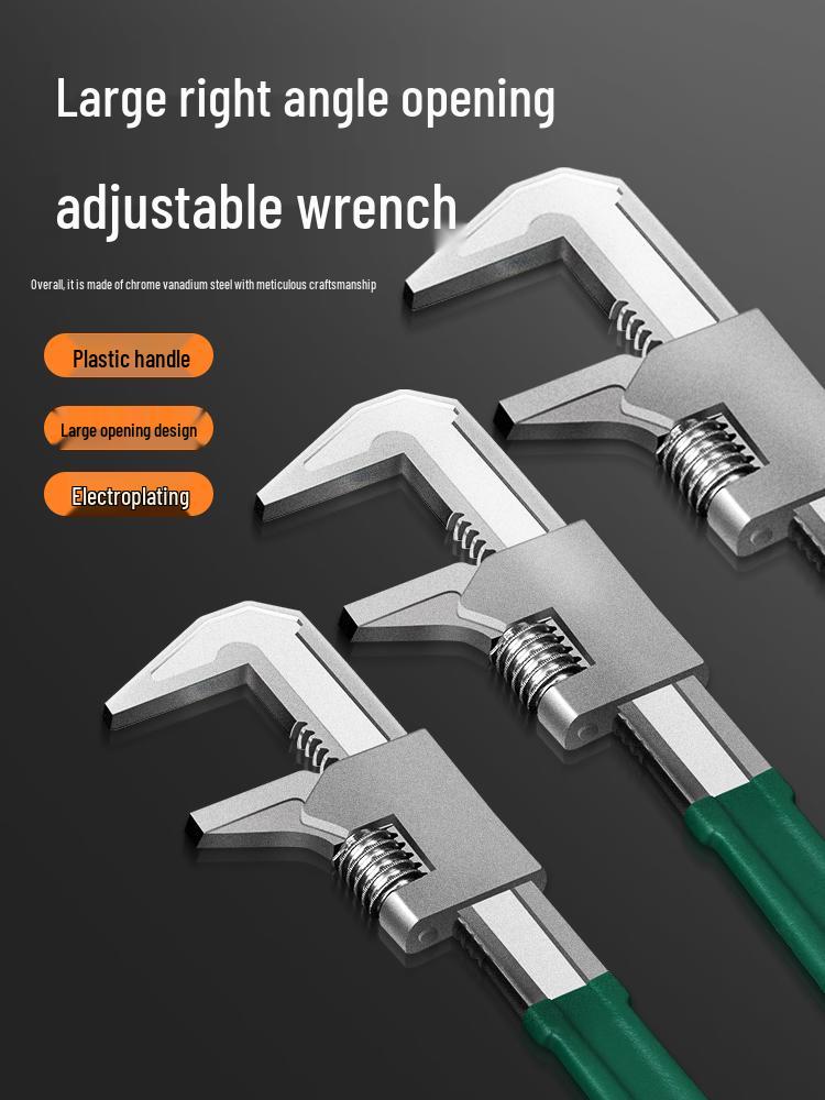 Multi-Functional Right-Angle F-Type Adjustable Wrench with Large Opening