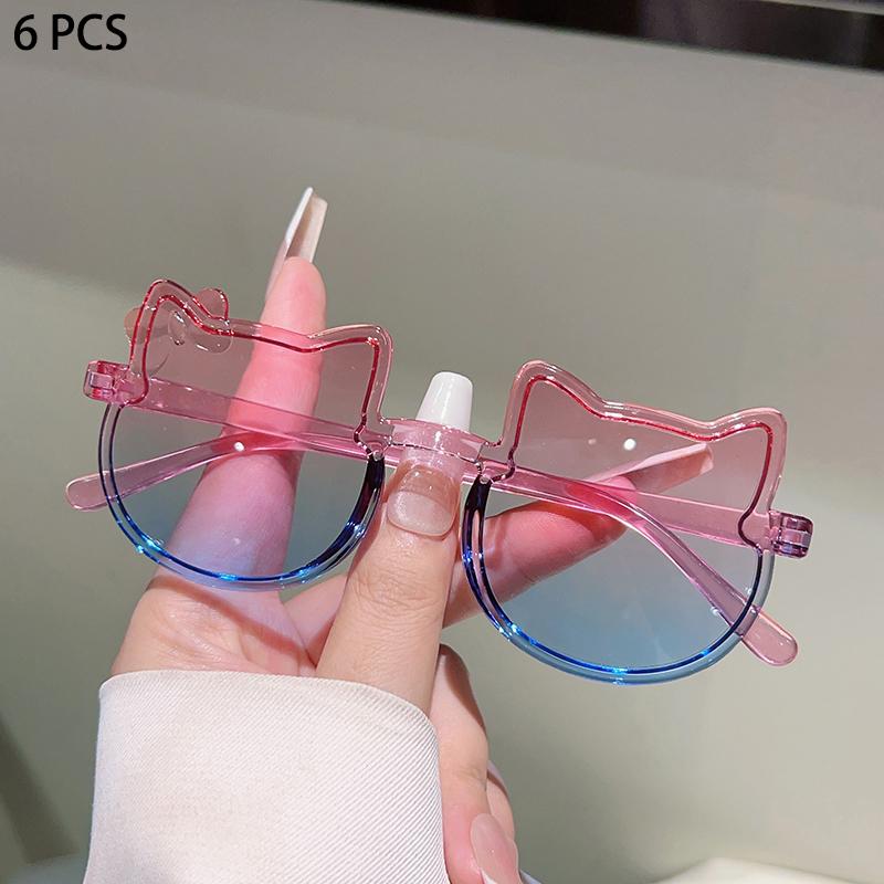 1/6 Pcs Cute Kitten Shaped Kids Sunglasses  New Gradient Candy Color Decor Shades for Girls Ins Trendy Design Sun Glasses