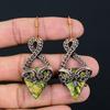 Copper Green Turquoise Handmade Copper Wire Wrap Earring 2.72 R6f53