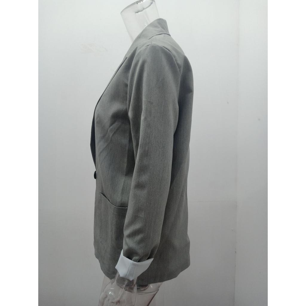 2025 Autumn Winter Women's Solid Color Blazer, Notched Lapel Long Sleeve Office Chic Jacket, Business Casual Trench Coat for Workwear