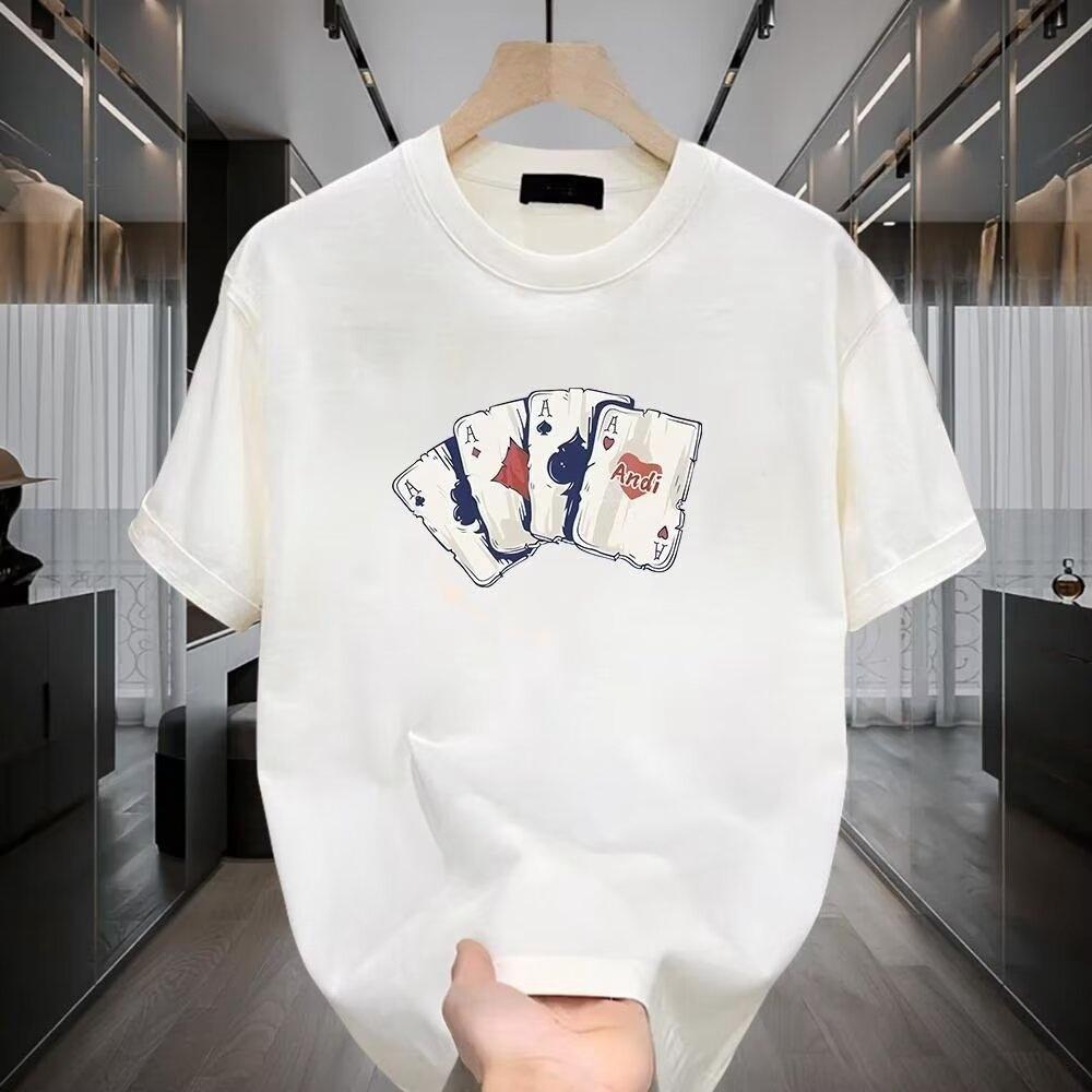 Trendy Brand American Simple Fashion Pure Cotton Half-Sleeved T-Shirt Men'S Loose Heavy Weight Versatile Light Luxury High-End Short-Sleeved Men