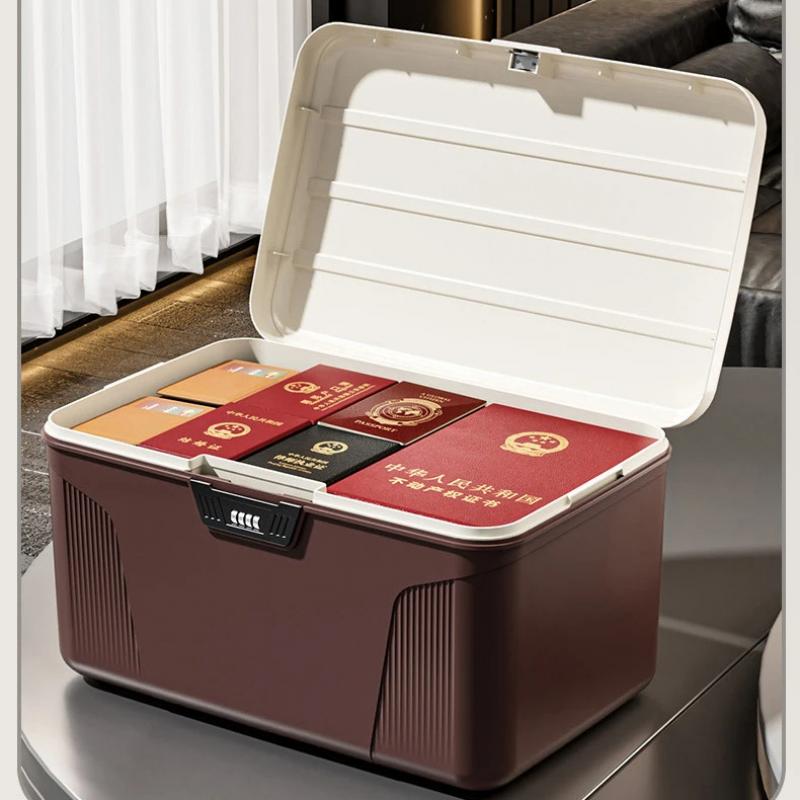 Password Lock Safe Box Large Capacity Multilayer Document Storage Box Valuables Passport Jewelry Privacy Security Storage Box