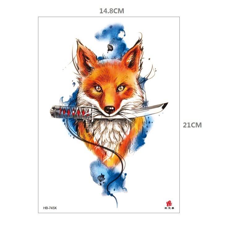 Clown Mouth Flower Body English Color Lion Tiger Half Arm Animal Pattern Water Transfer Simulation Tattoo Sticker