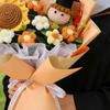 Handmade Crochet Flower Bouquet Completed Knitted Sunflower Puff Flower Doll Graduation Bouquet Teacher Appreciation Gifts for Grad Party Favors