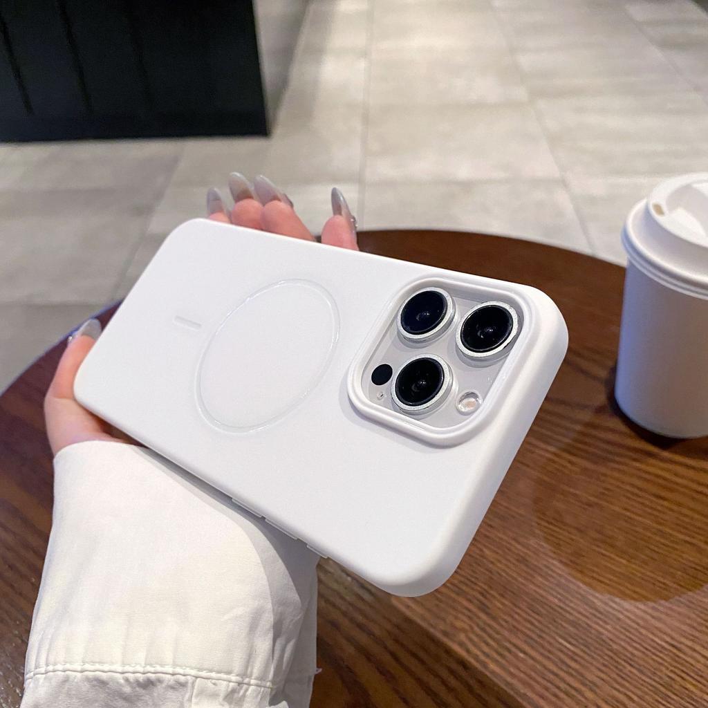 Applicable To IPhone17 ProMax Thin Ring Magnetic Suction Phone Case Matte Apple 16 Silicone Anti Fall 15 Protective Case