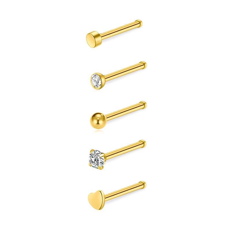 5/6/21 Stück 20G Nasenstecker Edelstahl Nasenflügelstecker Schrauben Nasenring Hoop Körperpiercing Silber Gold Farbe Herz Nasenstecker