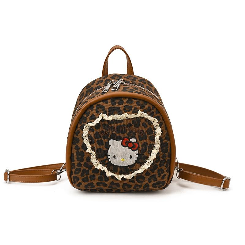 

Cartoon Boys And Girls Backpack Cute Kitten Foreign Style Leopard Print Baby Schoolbag Autumn And Winter Children S Backpack коричневый