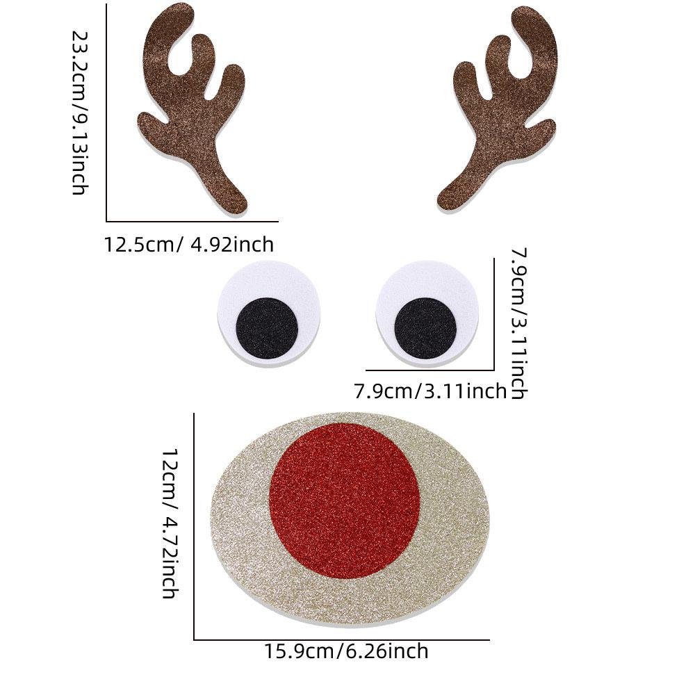 Cartoon Moose-Shape Door Stickers Felt Cloth Christmas Cute Exquisite Door Pasters For Xmas Window Decoration