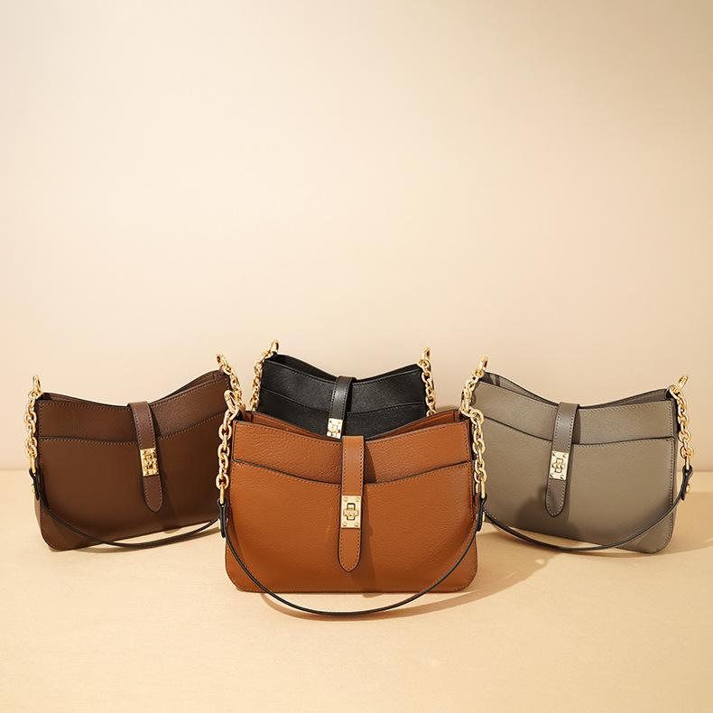 Leather Underarm Bag, Simple and Versatile for Commuting, High-quality Leather Single-shoulder Crossbody Bag, Spring Style Chain Bag