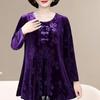 2025 Spring & Fall Chinese Style Gold Velvet Plus Size Loose-Fit Top for Middle-Aged & Elderly Women