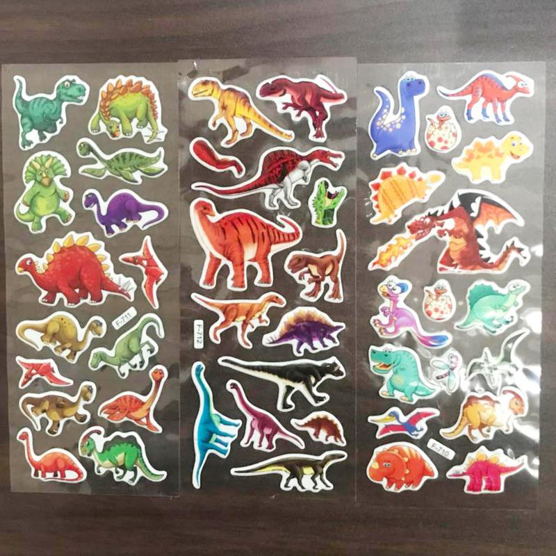 6/12/24pcs 3d Stationery Stickers Reusable Cartoon Dinosaur Design Office Cultural And Educational Supplies Student Rewards TMZ