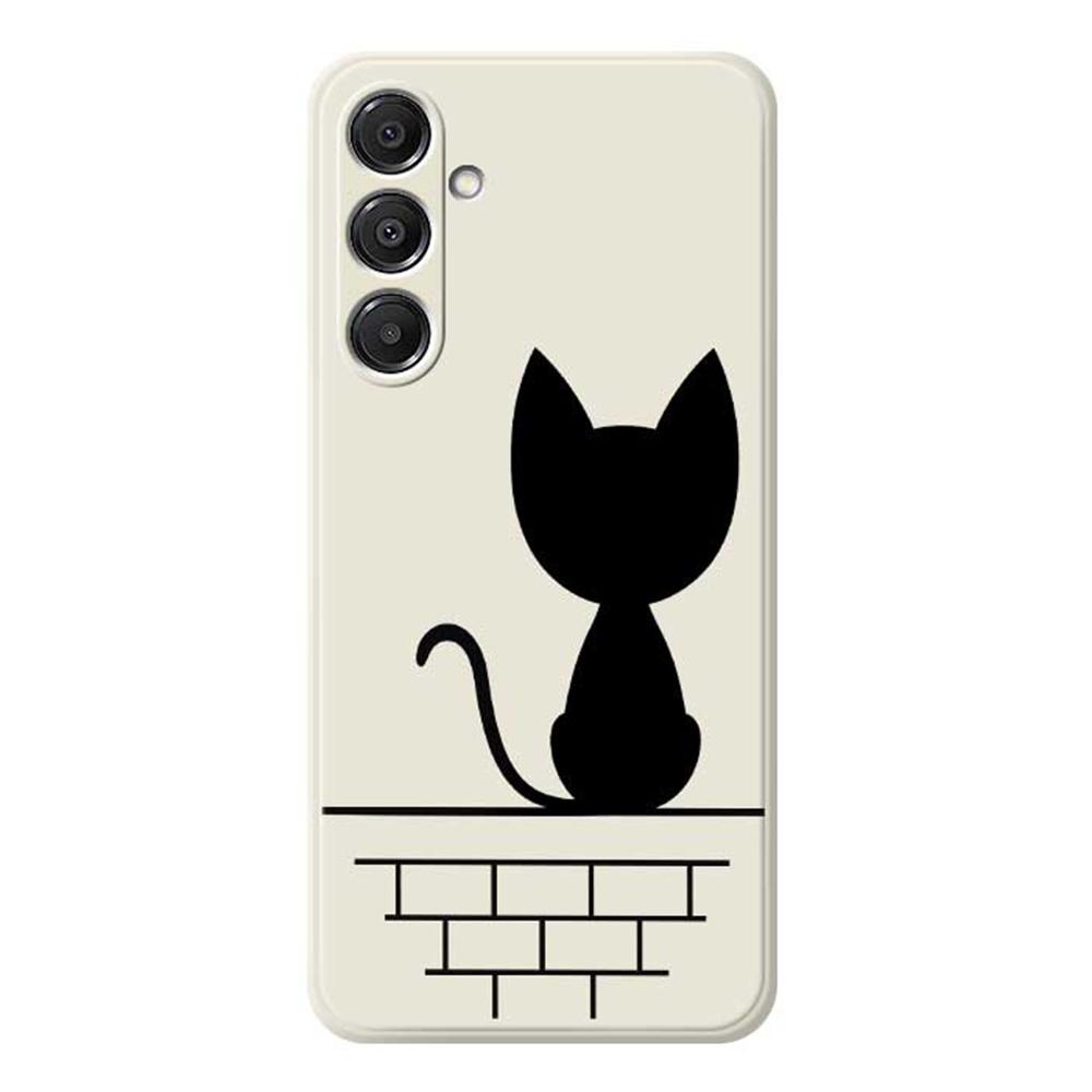 For Samsung Galaxy A16 5G/4G Case Black Cat on the Wall Pattern Printing Straight Edge TPU Phone Back Cover