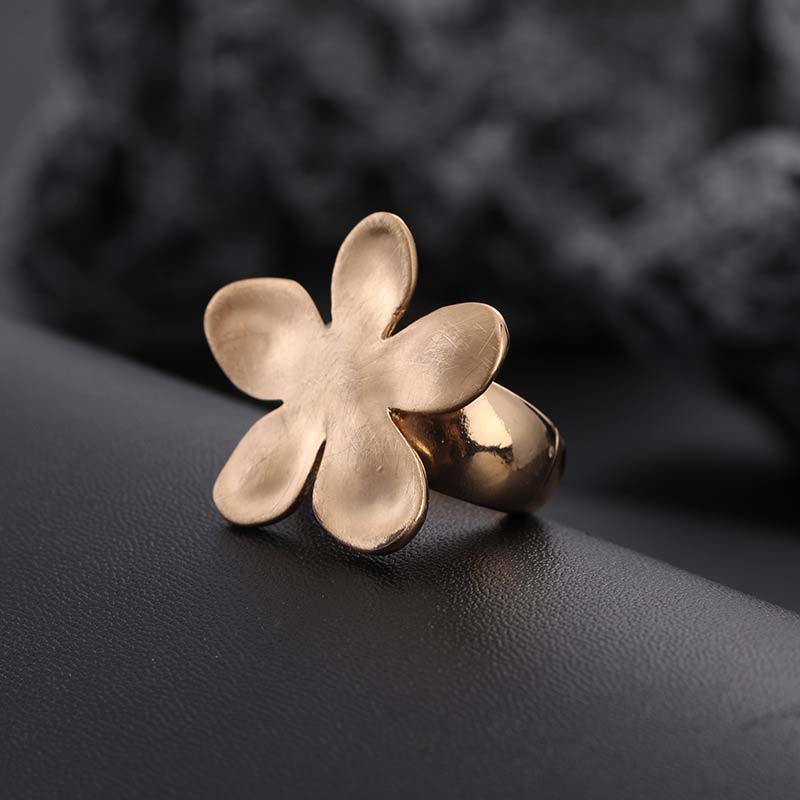 Korean Silver Flower Open Rings For Women Vintage Metal Adjustable Finger Handmade Ring Jewelry Birthday Gift