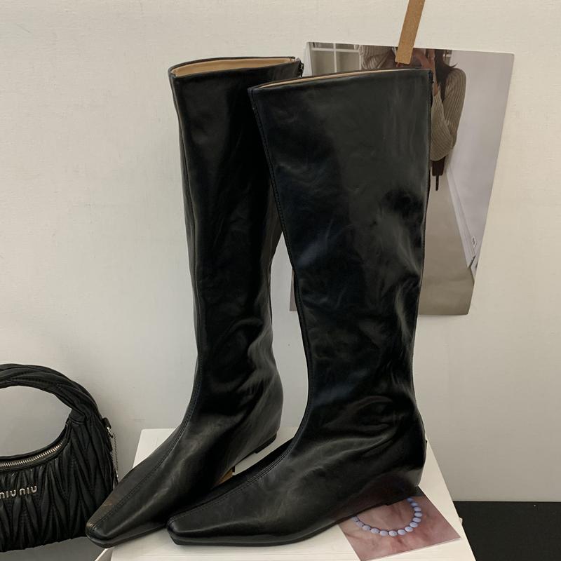 

Мода SUOJIALUN Зимние Новые Бренд Женские Длинные Сапоги Обувь Мода Средний Клиновидный Каблук Женские Элегантные Сапоги До Колена Уличные Платье Верховая Езда Boo 35 чёрный