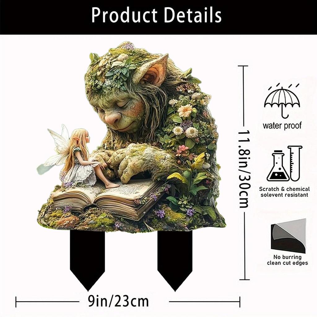 Acrylic Garden Stake 2D Tree Man Fairy Lawn Decorative  Statue Whimsical Garden Fairy Stakes Outdoor Accessories Ground Insert