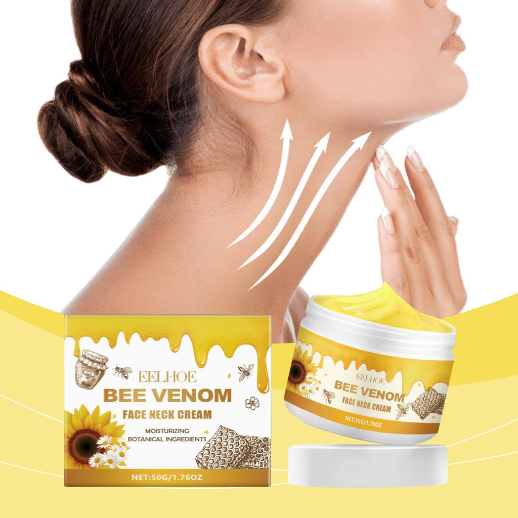 EELHOE Bee Venom Lifting Neck Cream Deep Moisturizing Face Repair Skin Barrier Smooth Hydrated Skin Firming Tightening Cream 50g