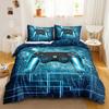 Games Duvet Cover Set Gradient Gaming Comforter Cover for Kids Teen Gamepad Bedding set Neon Games Polyester Qulit Cover