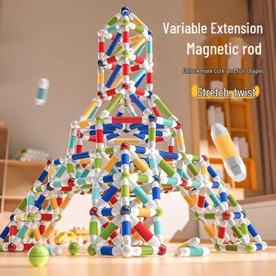 Multifunctional Retractable Magnetic Rods: Educational Assembly Toy for Children