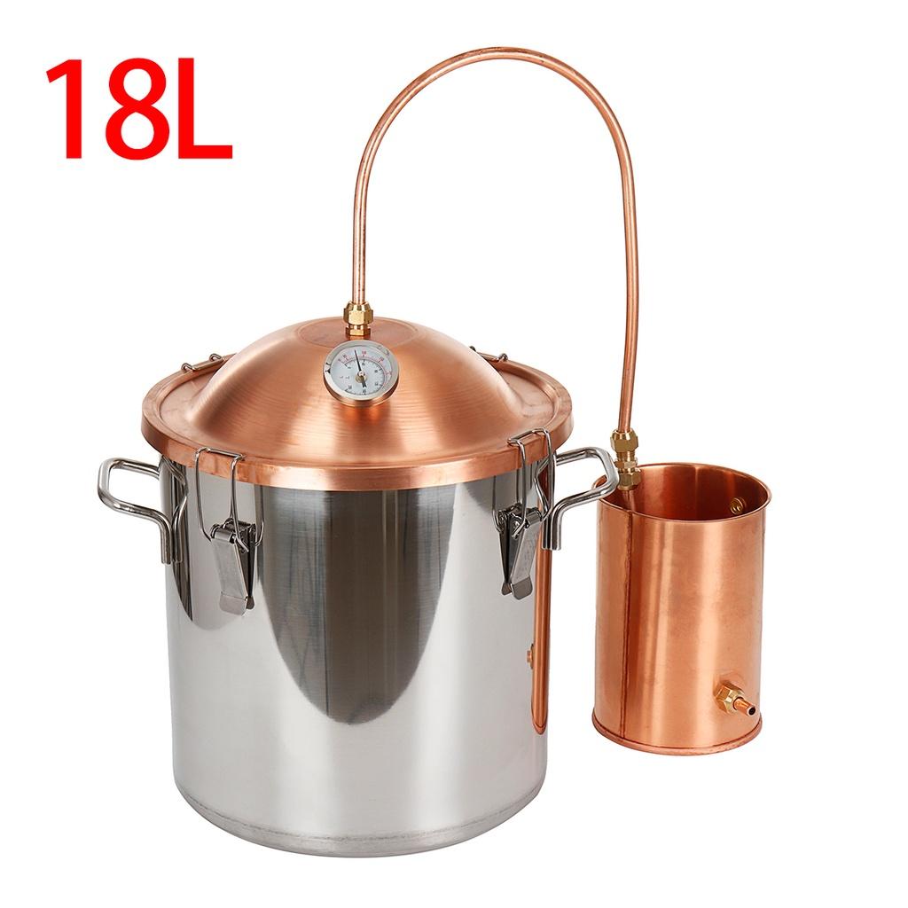 Nový 10/18/30l DIY Měsíční svit Destilační přístroj Alkohol Měděný Destilátor s Vodním Cirkulačním Čerpadlem Víno Brandy Esenciální Olej Vaření Sada Kit
