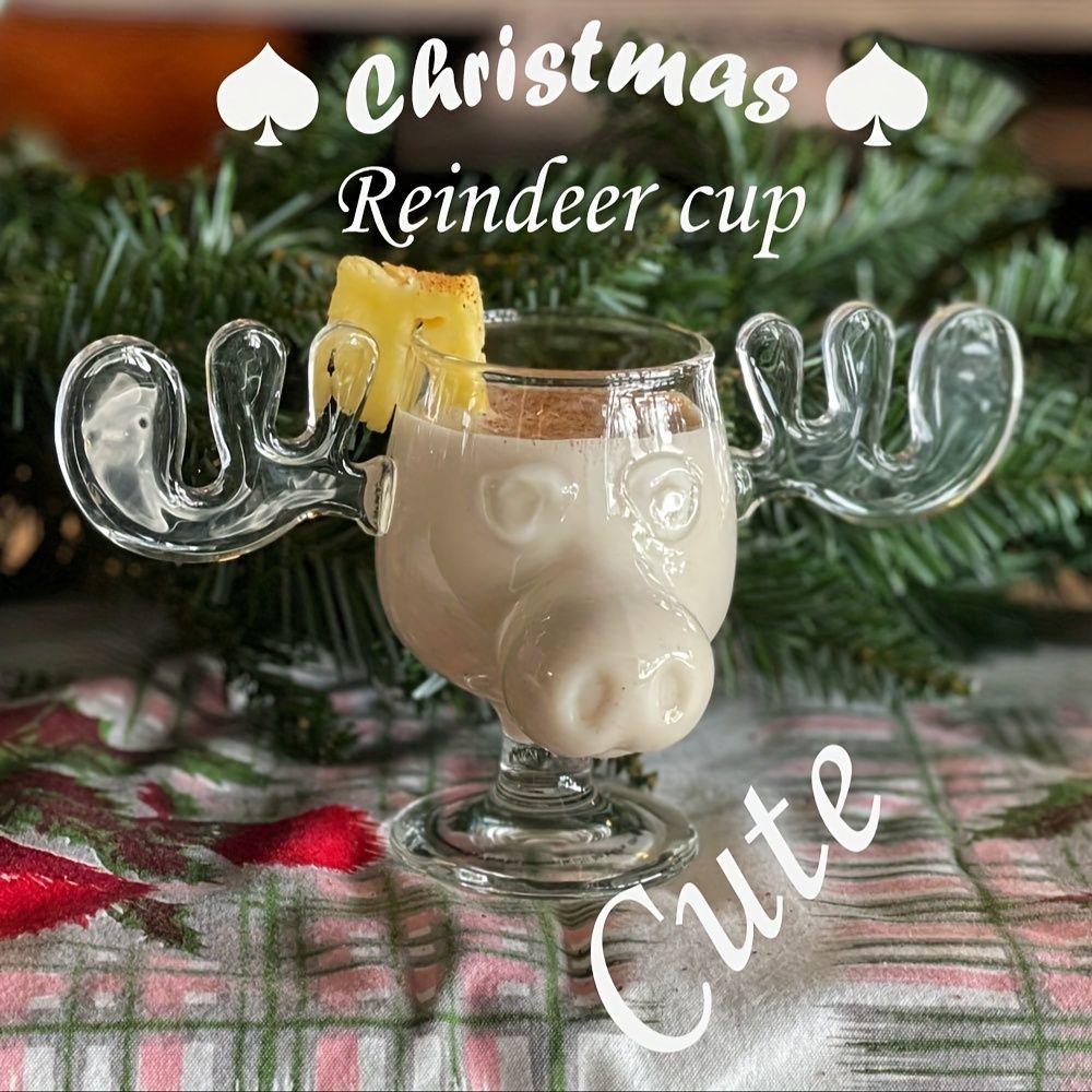 Christmas Glass Mug – Antler, Santa Claus, Reindeer Transparent Cups for Wine, Milk, Coffee Gifts