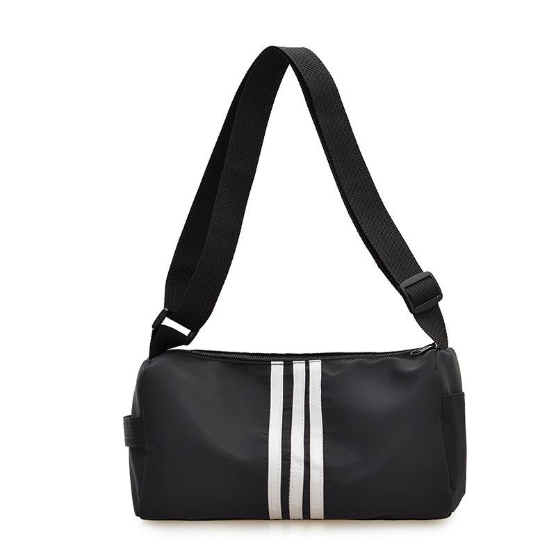 2025 new Japanese casual simple striped fitness sports bag large capacity travel shoulder messenger tote bag