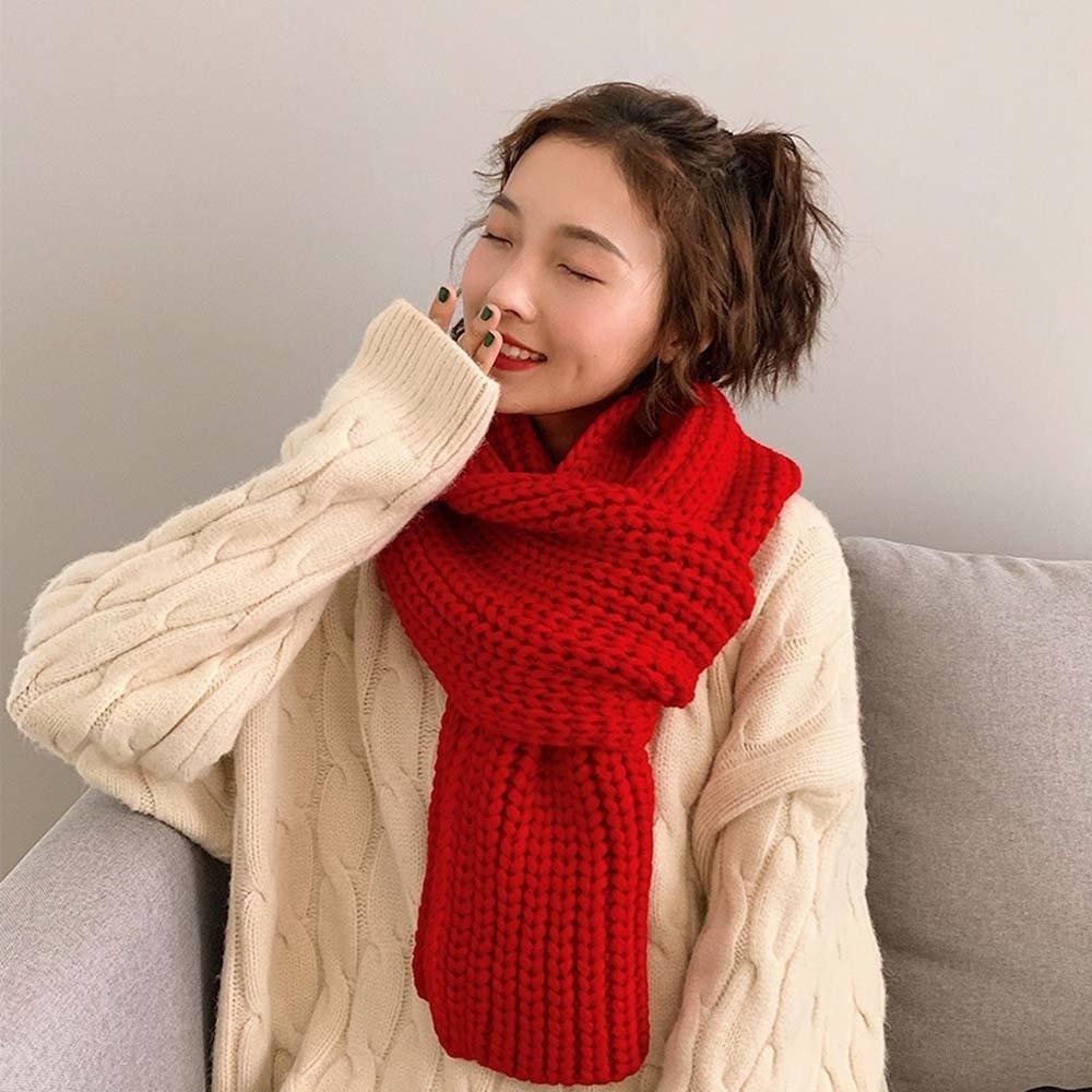 Spandex Knitting Wool Scarf Acrylic Fibers Winter Warmer Scarf Long Thickened Neckscarf  Women