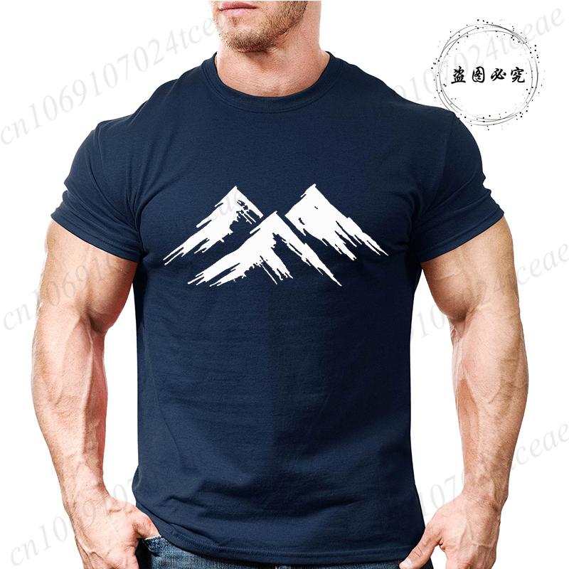 Mens Summer Casual Minimalist Mountain Print Short Sleeve TShirt Graphic Tees for Men Women Summer Tops Oversized Vintage Tees