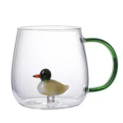 Cartoon Animal Shape Glass Home Cute High Borosilicate Glass Single Layer Cup Living Room with Guests Juice Cold Drink Cup Gift