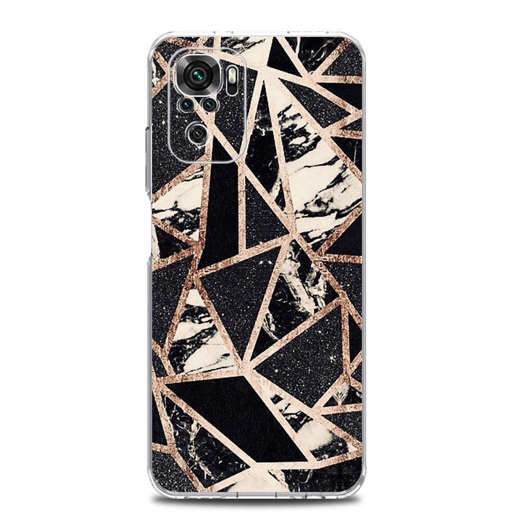 New Square Clear Phone Case For Xiaomi Redmi Note 12 11 9S 9 8 10 Pro+ 7 8T 9C 9A 8A K40 Gaming Silicone Cover Marble Geometric