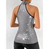 Hot Style Sexy Simple Sequined Halter Neck Strap Hot Girl Inner Wear Tops and Vests for Women