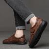 Men's Large Size Pure Hand-stitched Casual Rubber Leather Shoes Soft Sole Wedding Shoes 38-48