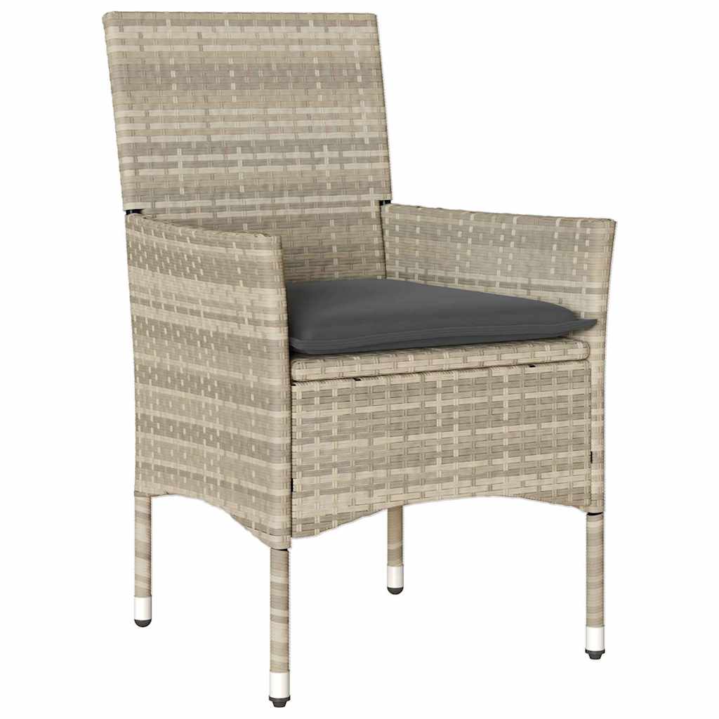 Garden Dining Set with Cushions 9 pcs Light Grey Poly Rattan